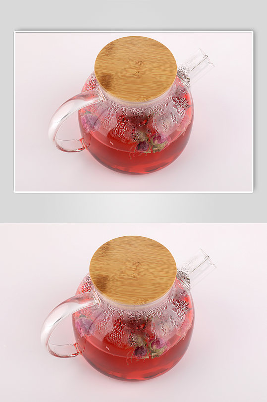 玻璃茶具玫瑰茶玫瑰花茶茶叶摄影图片