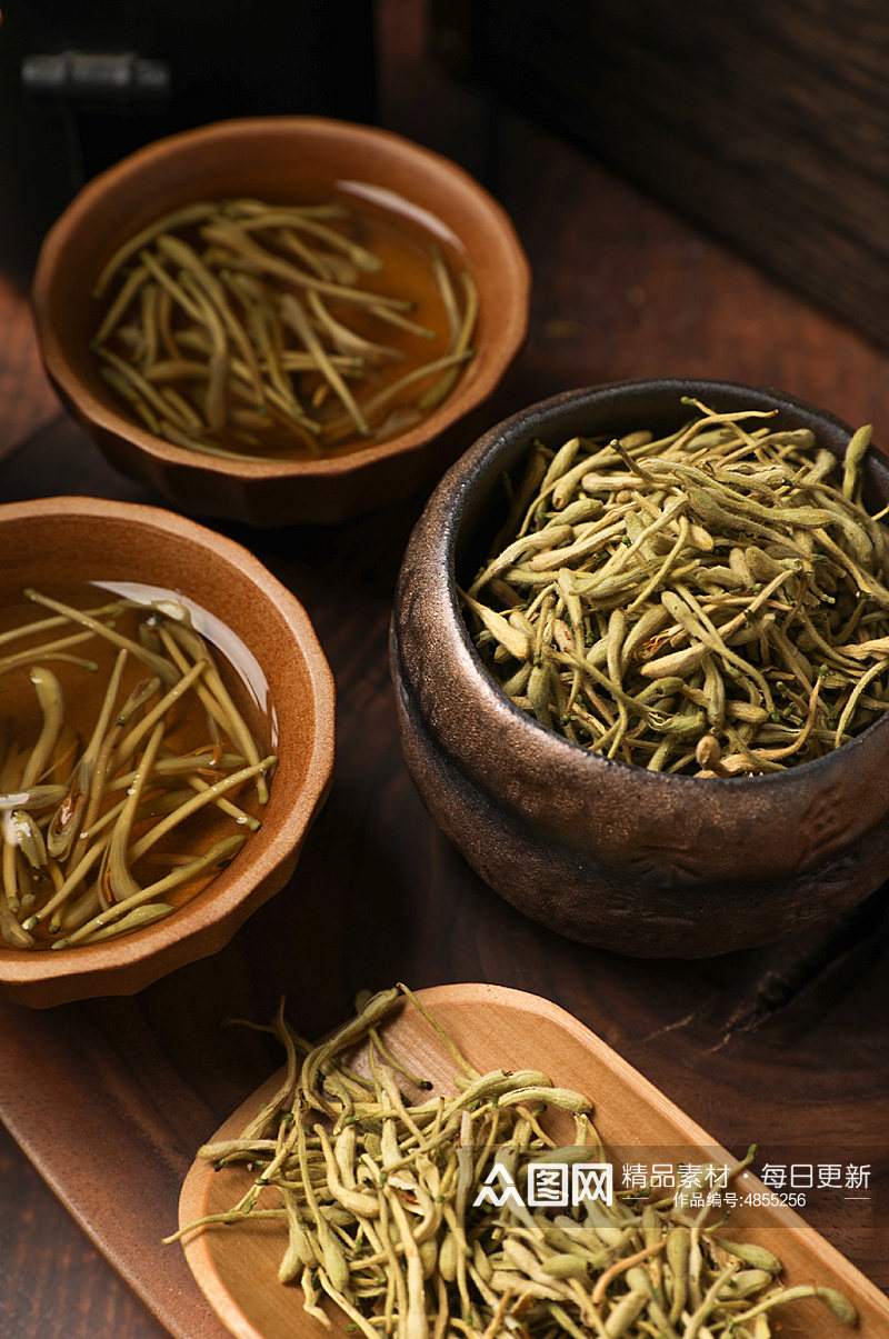 茶道茶艺花茶金银花花茶摄影图片素材