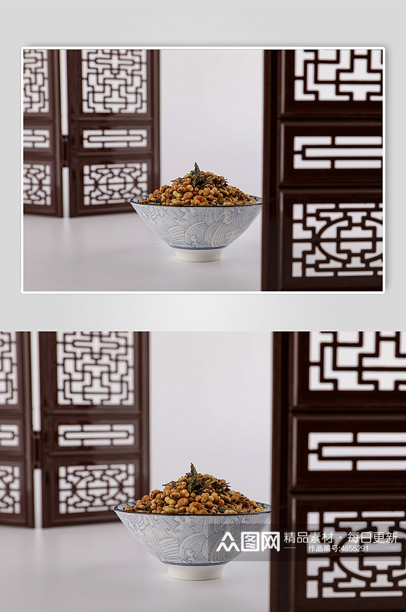 中式布景玄米茶花茶茶叶茶文化摄影图片素材