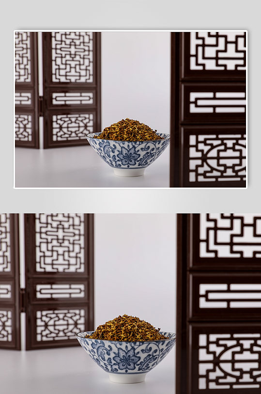 中式布景桂花花茶茶叶茶文化摄影图片