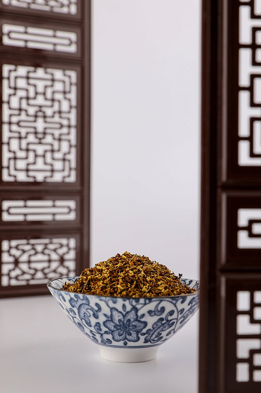 中式布景桂花花茶茶叶茶文化摄影图片
