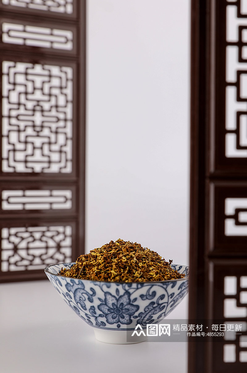 中式布景桂花花茶茶叶茶文化摄影图片素材