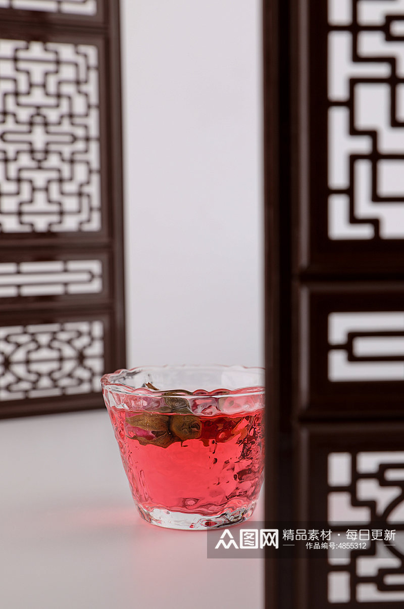 中式布景玫瑰茄花茶茶叶茶文化摄影图片素材