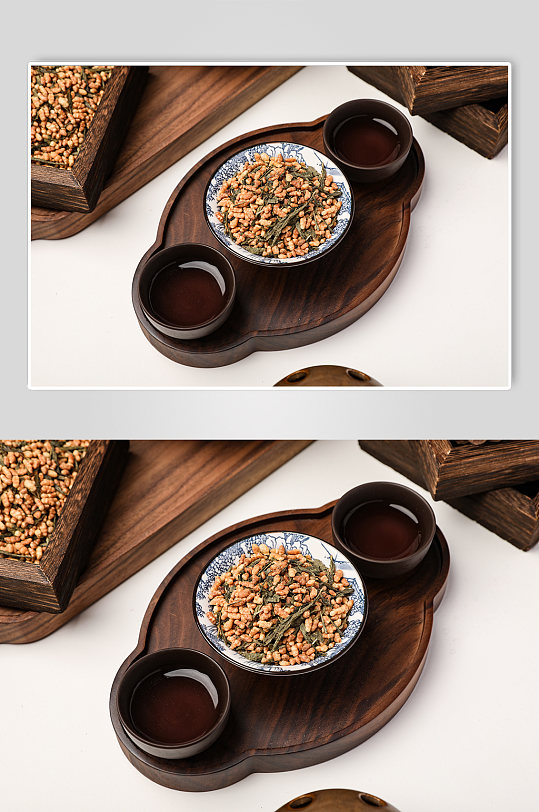 中式布景玄米茶糙米茶花茶茶文化摄影图片