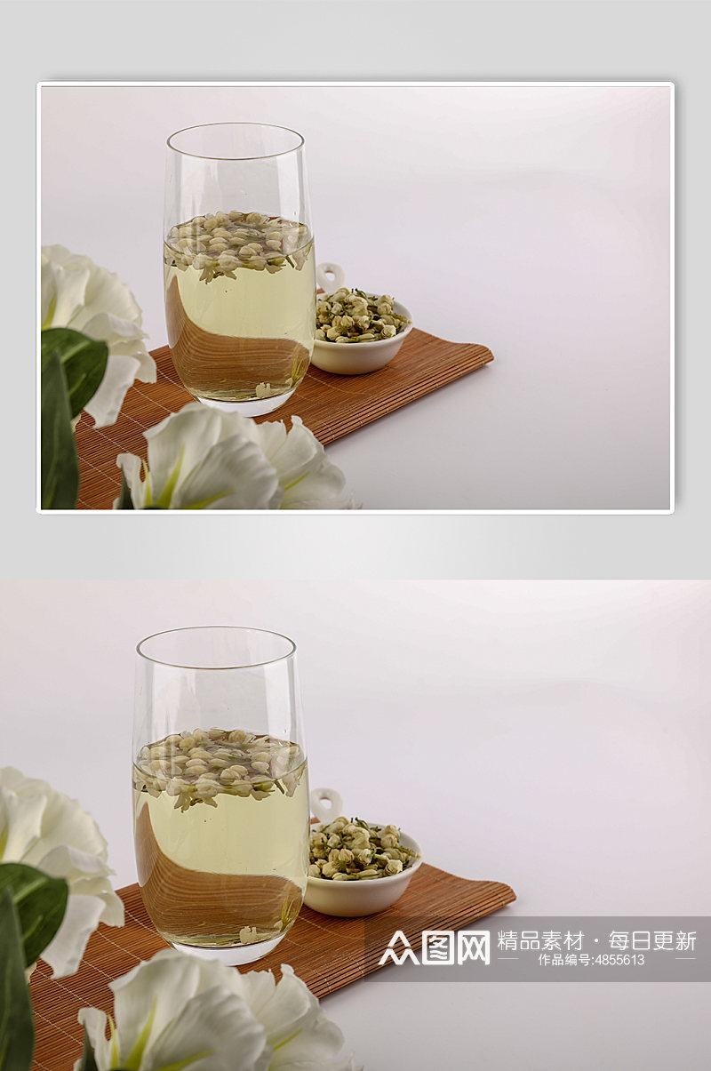 玻璃茶杯茶文化茉莉花茶茶叶摄影图片素材