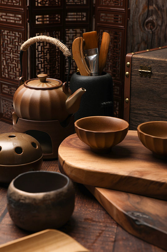 中式布景茶具茶饮花茶茶文化摄影图片
