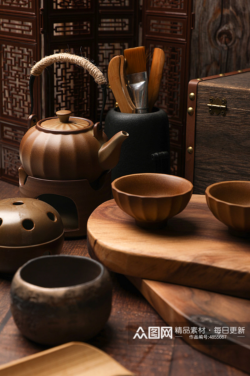 中式布景茶具茶饮花茶茶文化摄影图片素材