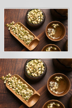 中式布景茉莉花花茶茶叶茶文化摄影图片