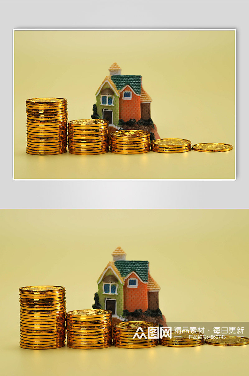 创意房子模型储蓄货币金融保险物品摄影图片素材