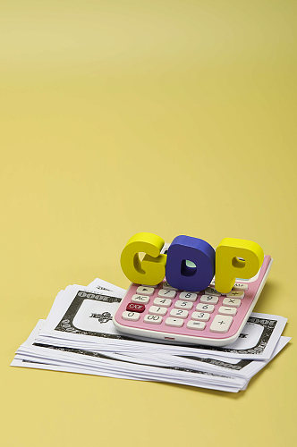 粉色计算器储蓄货币金融保险物品摄影图片