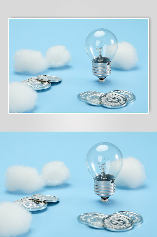创意电灯泡储蓄货币金融保险物品摄影图片