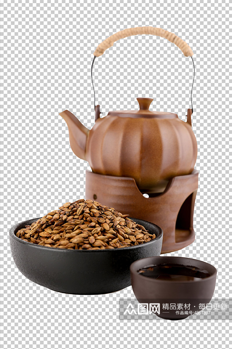 大麦茶苦茶煮茶茶文化花茶PNG免抠摄影图素材