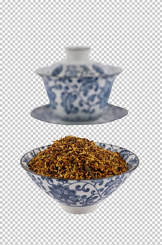 茶杯桂花茶茶文化花茶PNG免抠摄影图