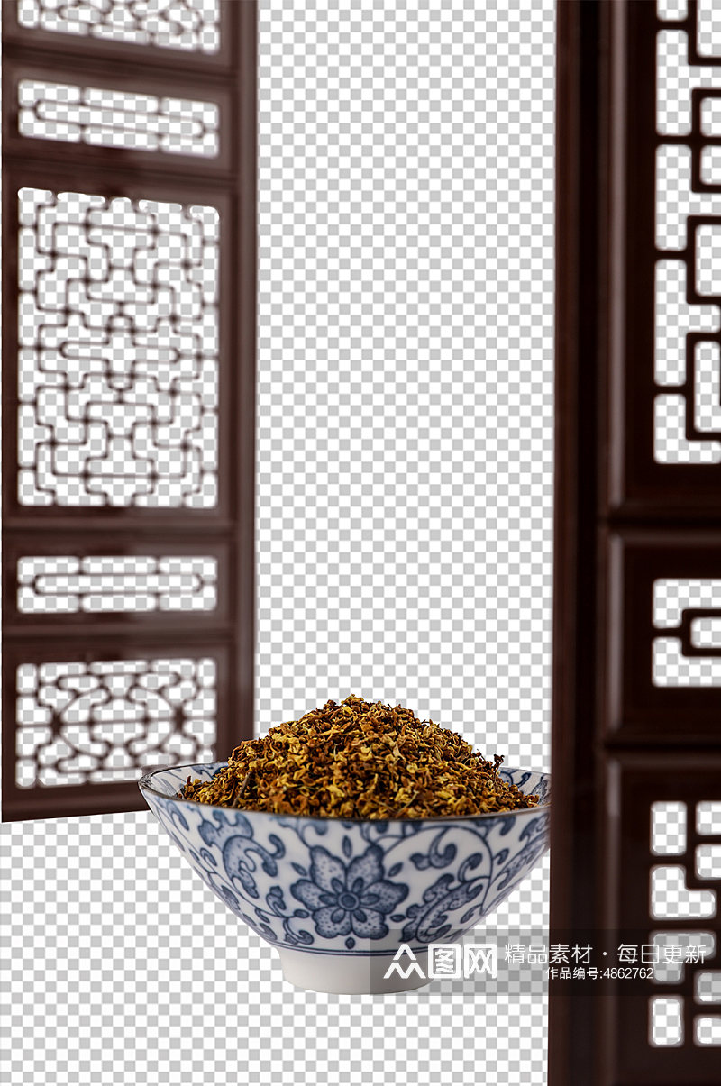 中式布景桂花茶茶文化花茶PNG免抠摄影图素材