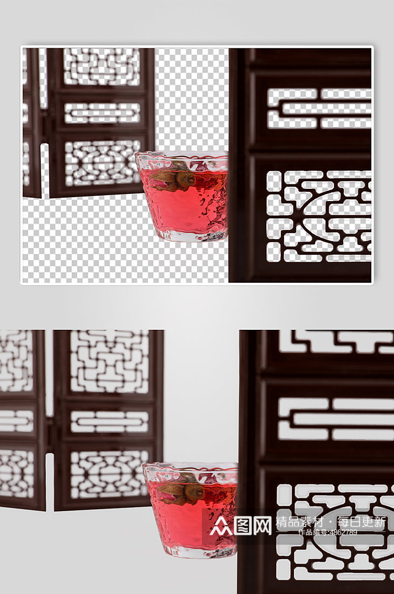 中式布景玫瑰花茶文化花茶PNG免抠摄影图素材