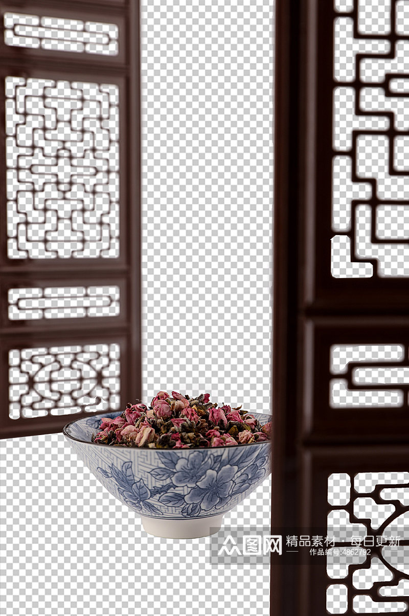 中式布景桃花茶茶文化花茶PNG免抠摄影图素材