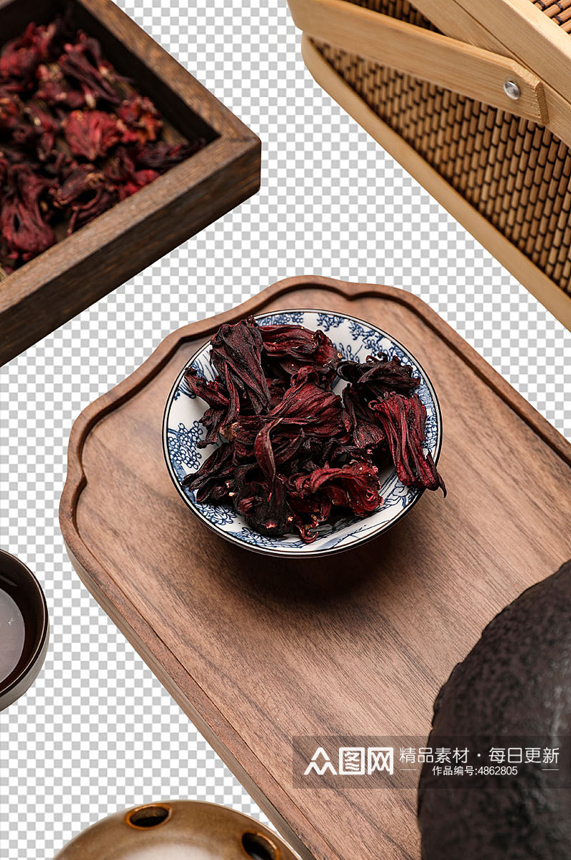 茶具玫瑰茄茶文化花茶PNG免抠摄影图素材