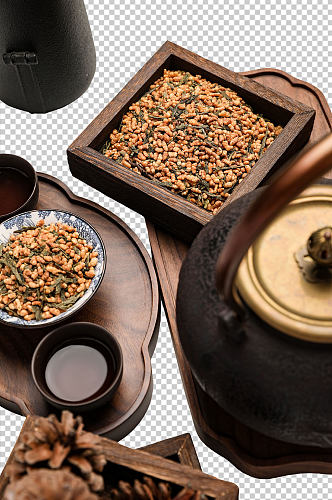 中式布景玄米茶茶文化花茶PNG免抠摄影图