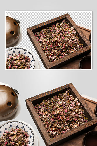 茶托桃花茶茶文化花茶PNG免抠摄影图