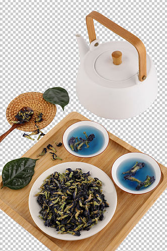 茶具蝶豆花茶文化花茶PNG免抠摄影图