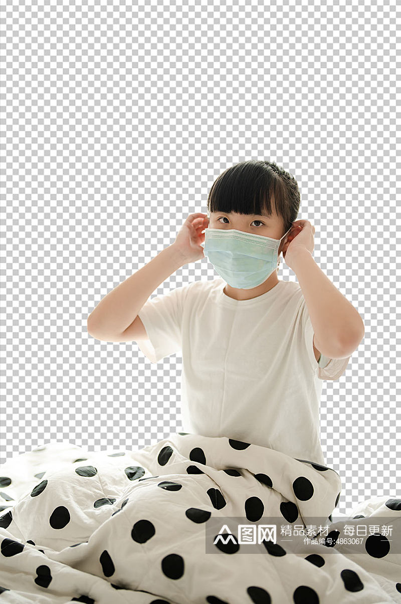 女孩戴口罩春季预防流感PNG免抠摄影图素材
