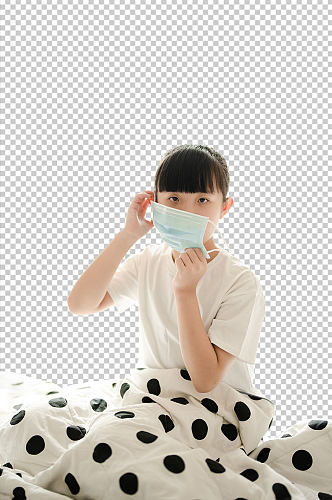 女孩戴口罩春季预防流感PNG免抠摄影图