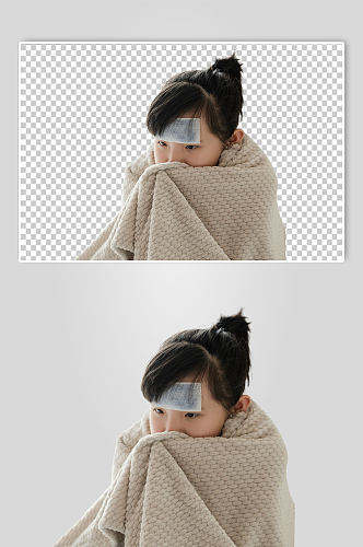 女孩裹毯春季预防感冒流感PNG免抠摄影图