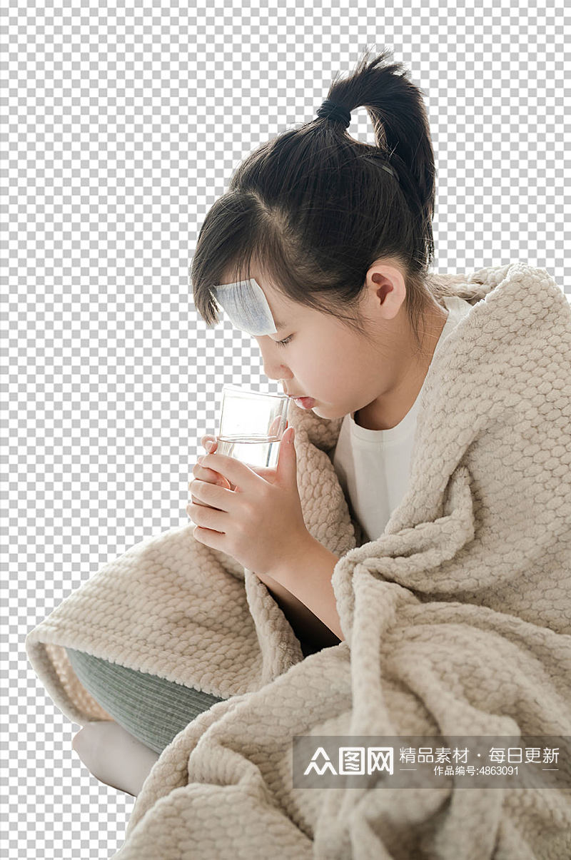 生病喝水春季预防感冒流感PNG免抠摄影图素材