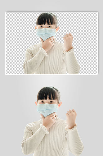 女孩口罩春季预防感冒流感PNG免抠摄影图