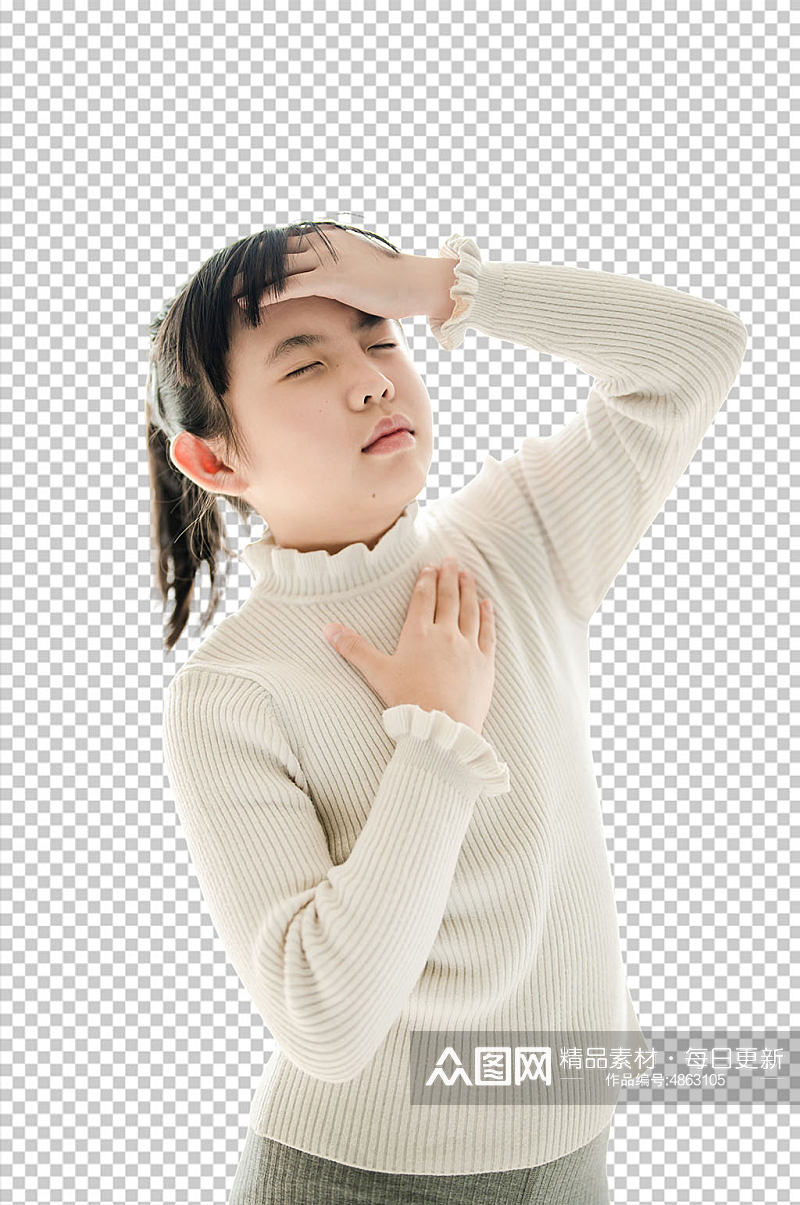 女孩发烧春季预防感冒流感PNG免抠摄影图素材