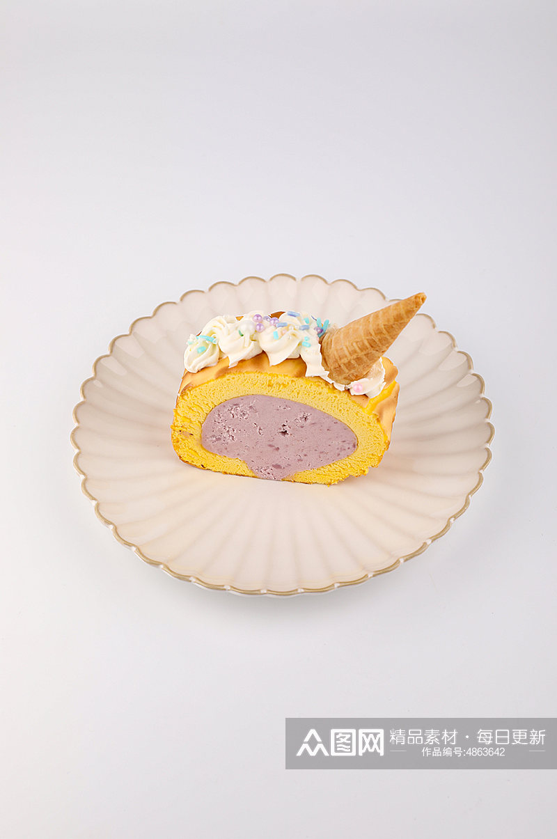 独角兽虎皮蛋糕卷芋泥美食西点甜点摄影图片素材