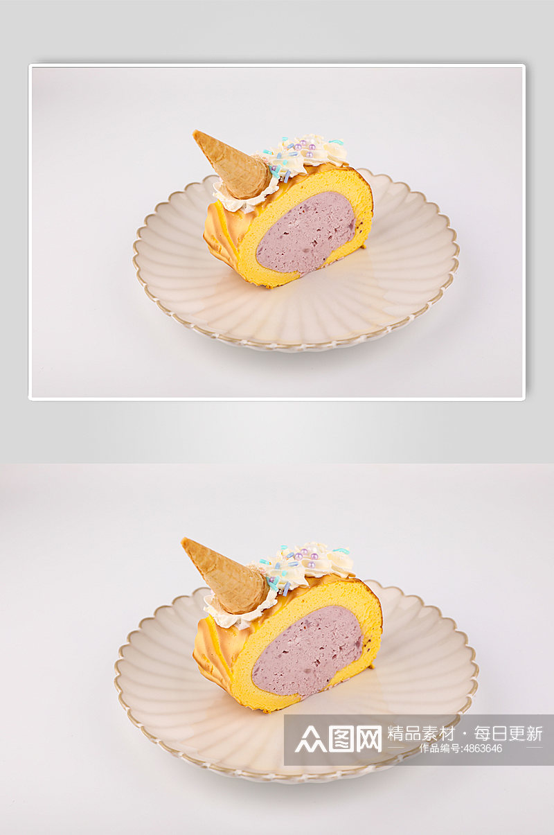 独角兽虎皮蛋糕卷芋泥美食西点甜点摄影图片素材