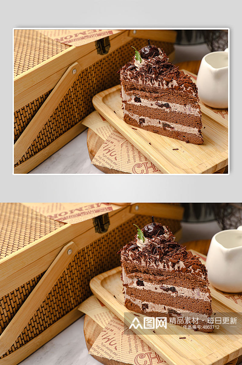 黑森林巧克力蛋糕美食西点甜点摄影图片素材