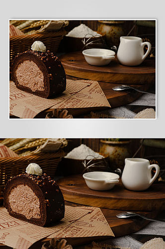 梦龙卷巧克力卷甜点西点美食摄影图片