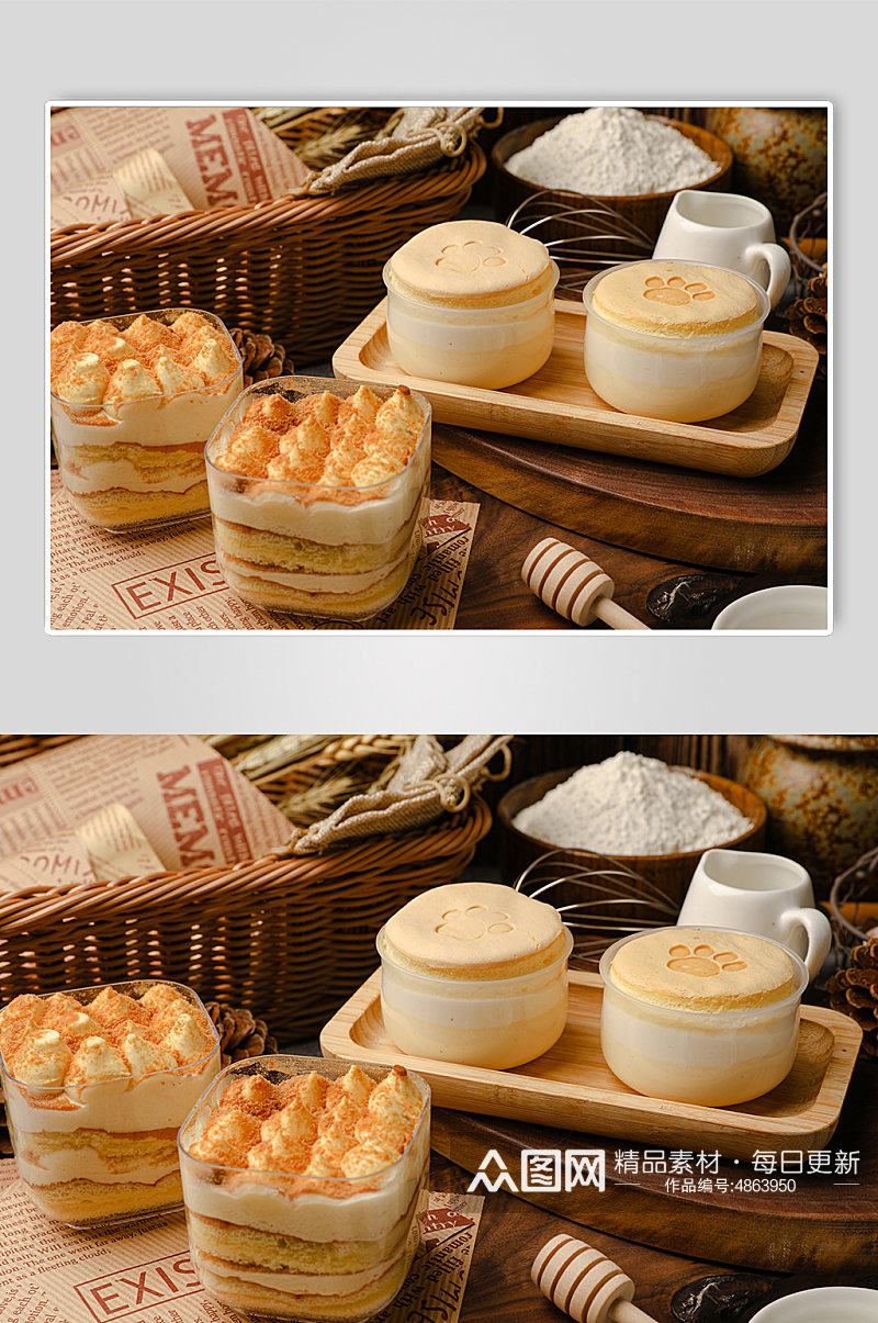 豆乳盒子蛋糕甜点西点美食摄影图片素材