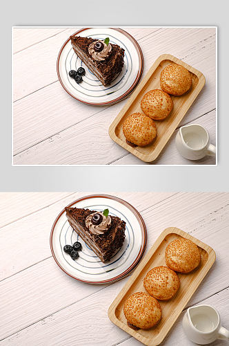 黑森林巧克力蛋糕泡芙甜点西点美食摄影图片