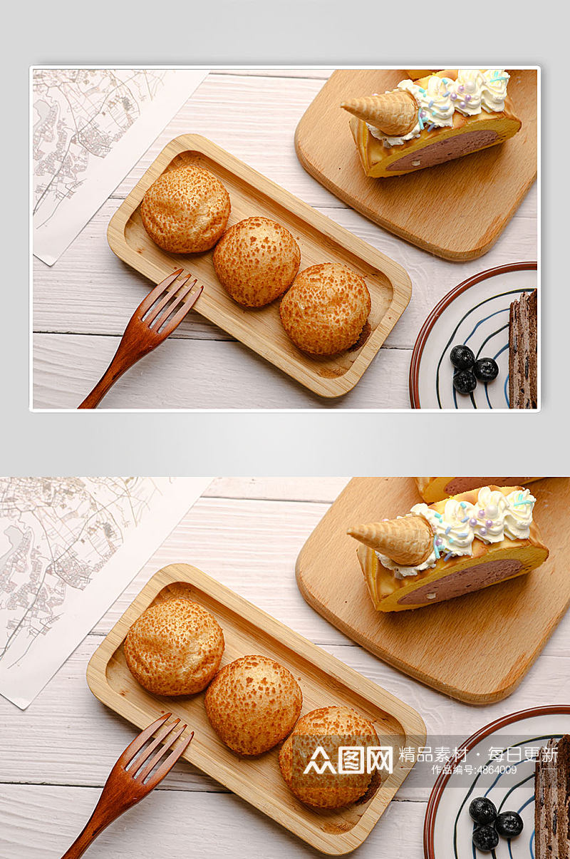 奶油泡芙芋泥卷甜点西点美食摄影图片素材