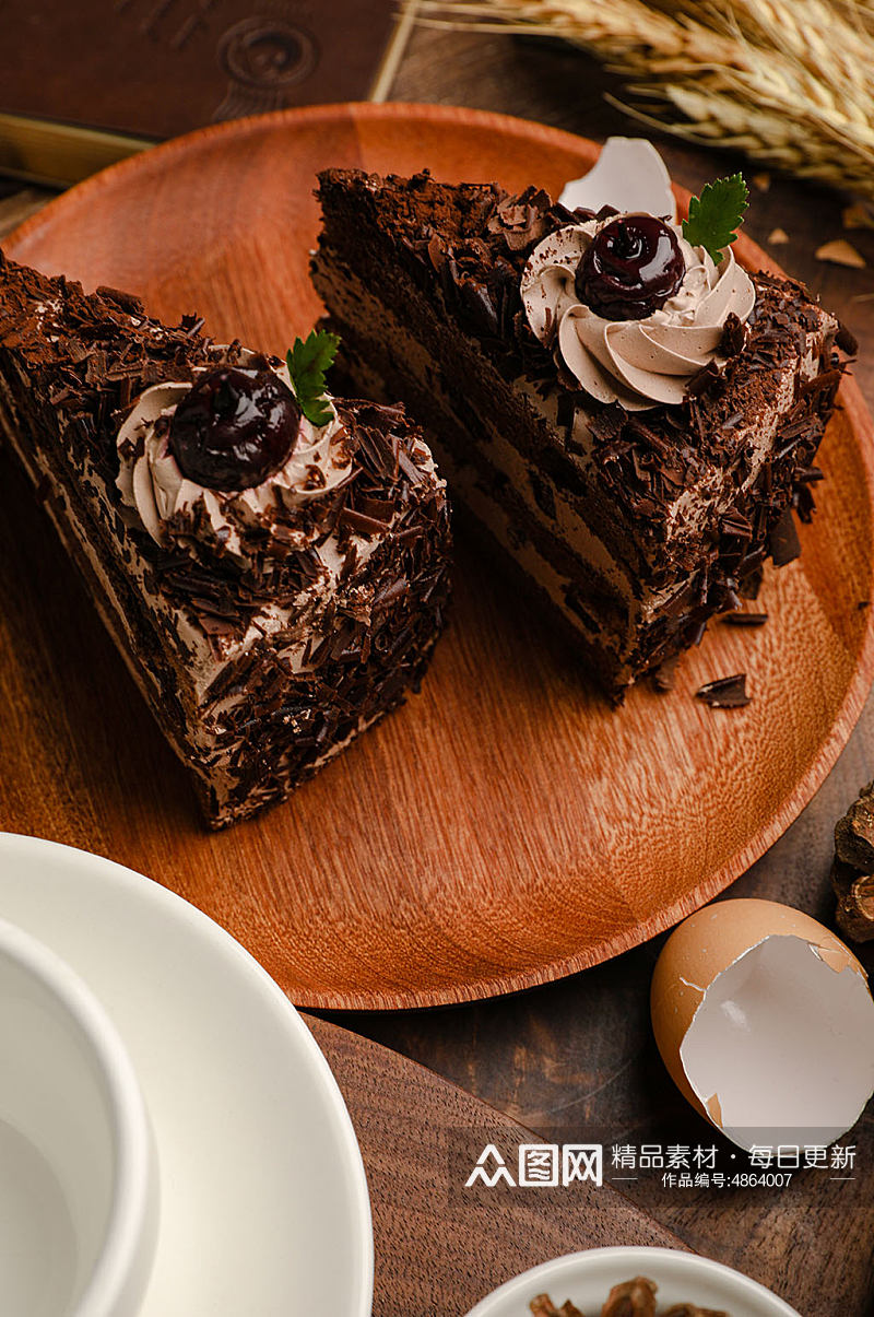 黑森林巧克力蛋糕甜点西点美食摄影图片素材