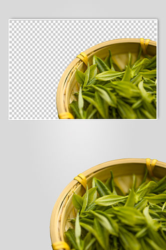 春茶箩筐嫩芽茶叶新茶茶道PNG免抠摄影图