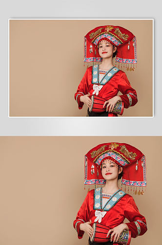 三月三壮族少数民族服饰女性人物摄影图片