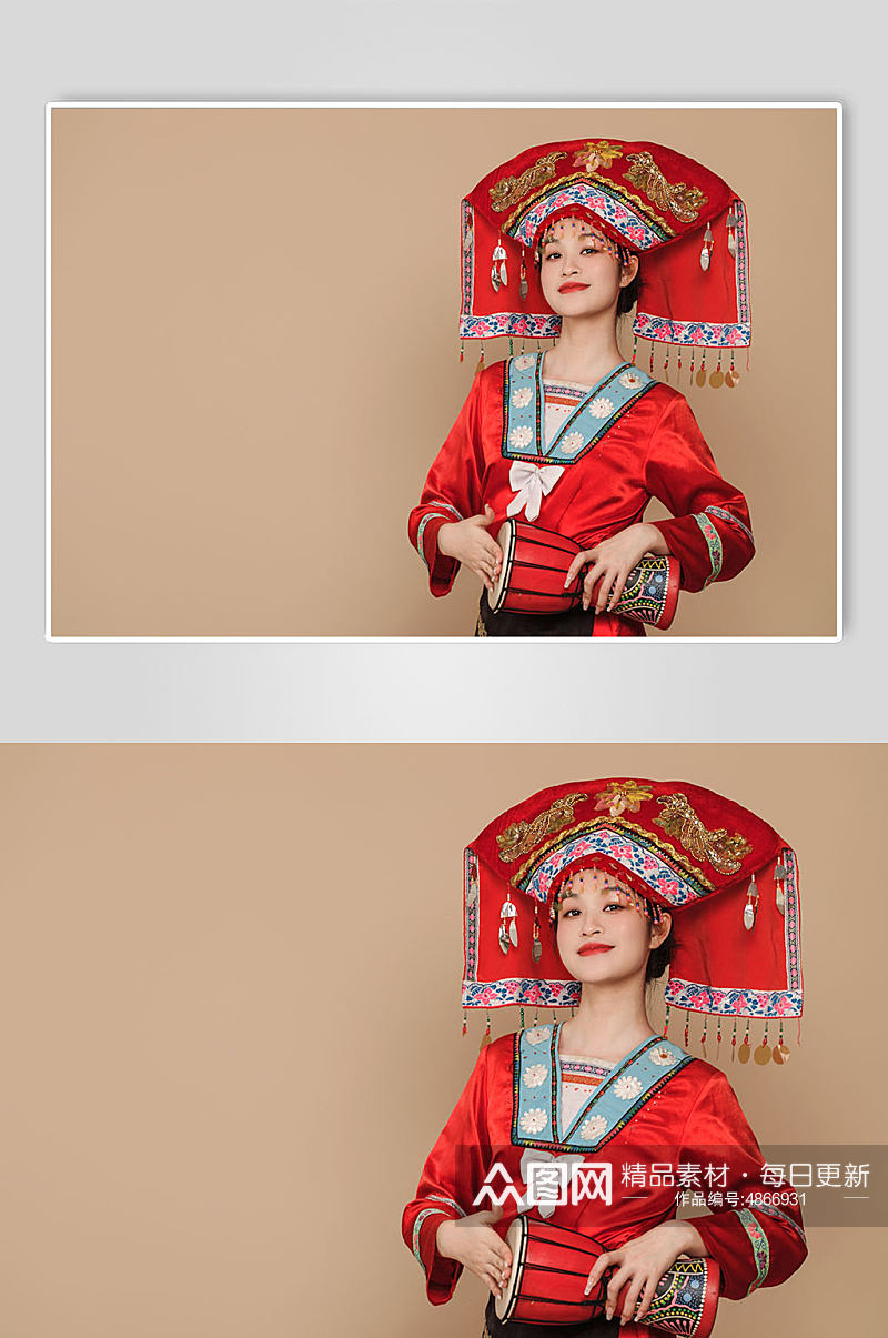 三月三壮族少数民族服饰女性人物摄影图片素材