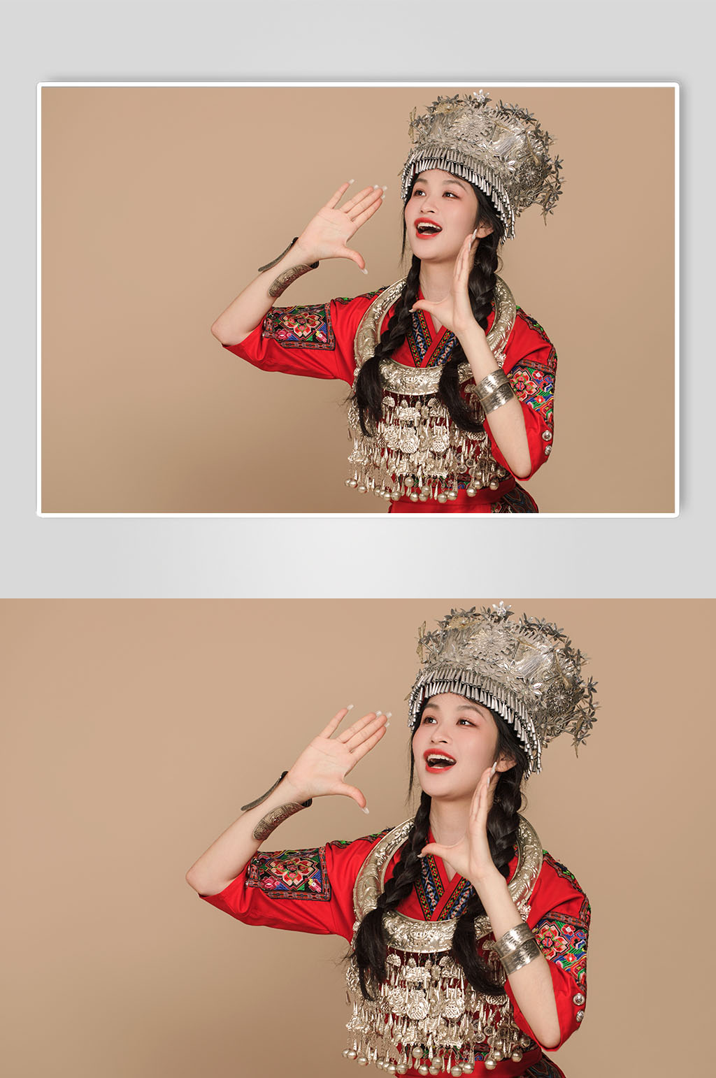 赶秋节苗族少数民族少女银饰服饰人物摄影图片素材