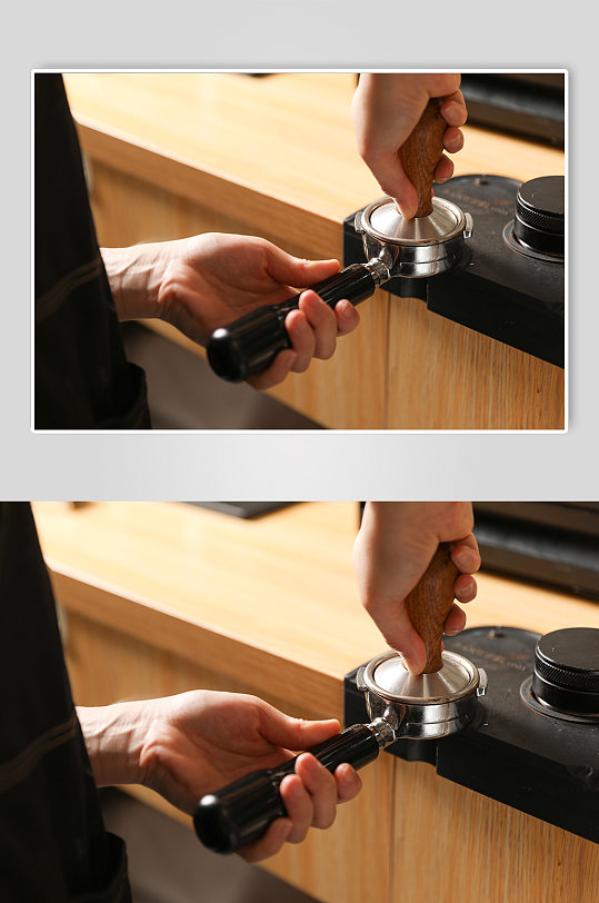意式浓缩压粉咖啡咖啡店饮品摄影图片