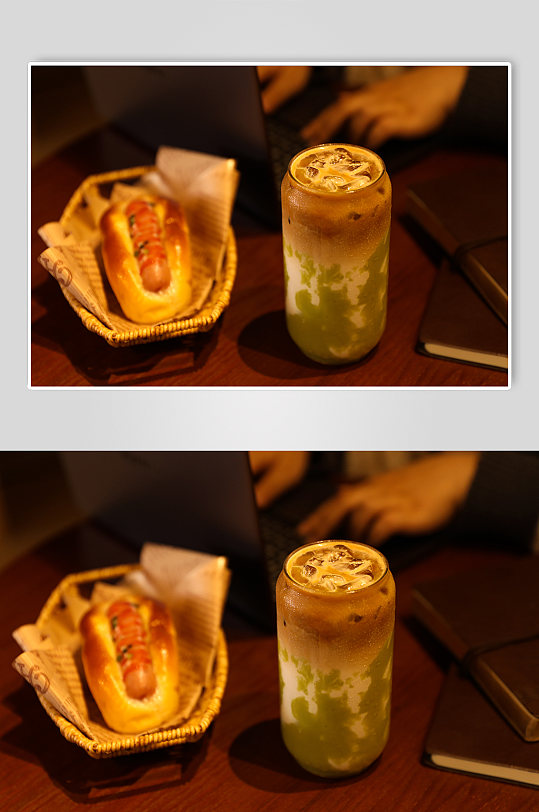 夏季特饮牛油果拿铁咖啡咖啡店饮品摄影图片