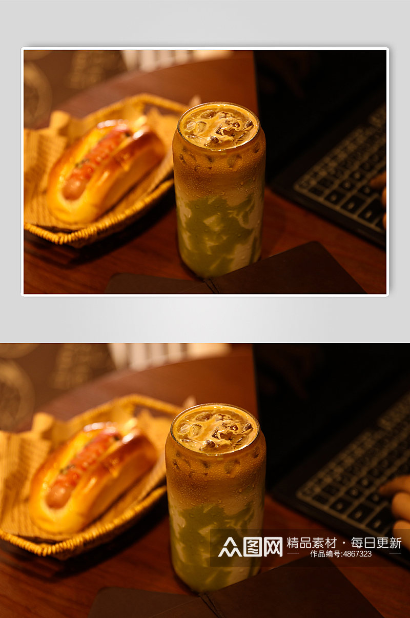 夏季特饮牛油果拿铁咖啡咖啡店饮品摄影图片素材