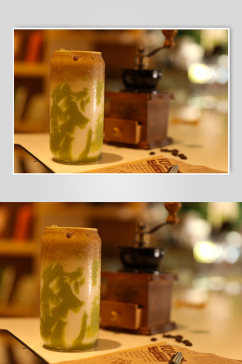 夏季特饮牛油果拿铁咖啡咖啡店饮品摄影图片