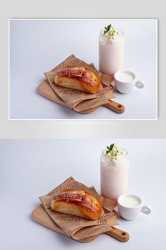 雪顶樱花草莓牛乳果汁饮料饮品摄影图片