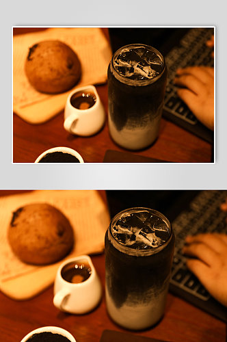 新品网红泥石流咖啡饮品摄影图