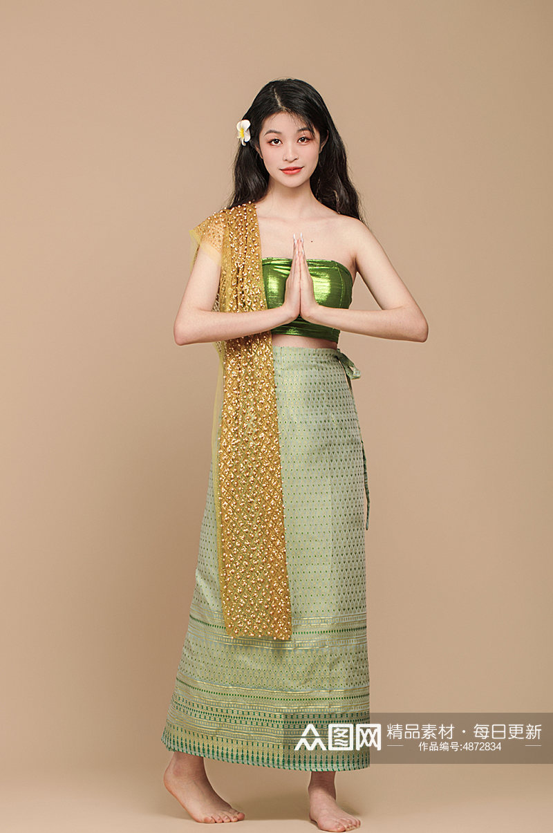 泰国云南傣族少数民族少女服饰摄影图片素材