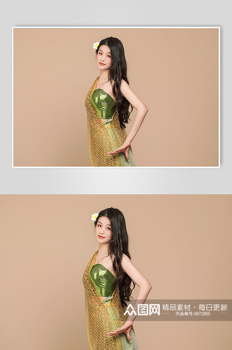泰国云南傣族少数民族少女服饰摄影图片素材